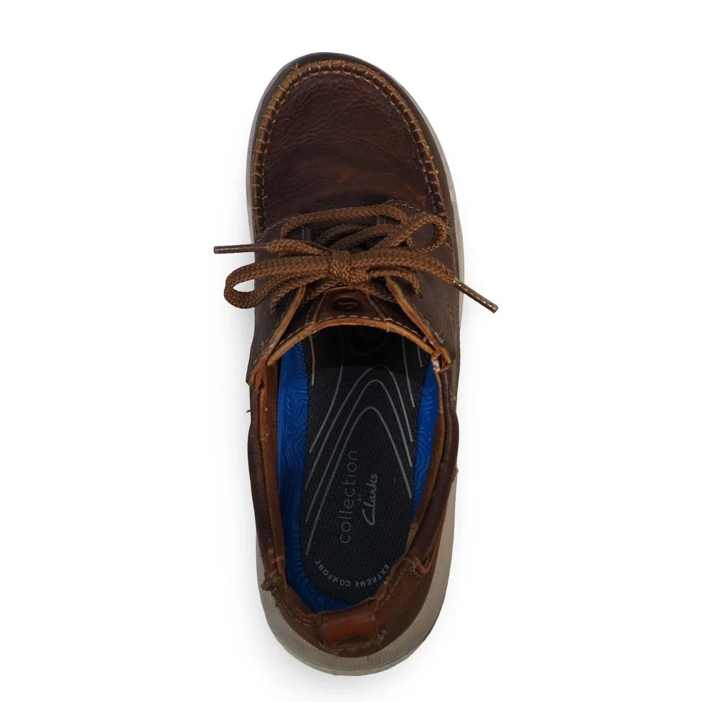 Clarks Driftway Low Wide Width Moc Toe Leather Sneakers Mens 9W Brown 26161391